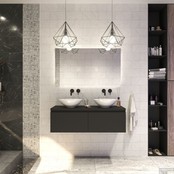 Gliss Design Eros Badkamermeubel met Topblad Mat Zwart 120cm MDF 2 sofclose lades