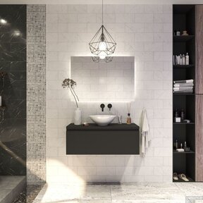 Gliss Design Eros Badkamermeubel met Topblad Mat Zwart 120cm MDF 1 sofclose lade