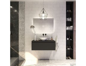 Gliss Design Eros Badkamermeubel met Topblad Mat Zwart 90cm MDF 1 sofclose lade