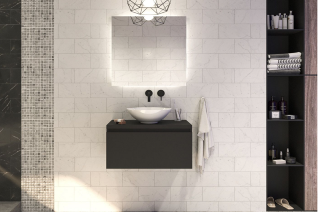 Gliss Design Eros Badkamermeubel met Topblad Mat Zwart 80cm MDF 1 sofclose lade