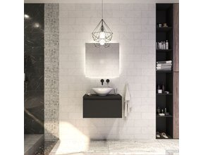 Gliss Design Eros Badkamermeubel met Topblad Mat Zwart 70cm MDF 1 sofclose lade