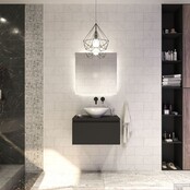 Gliss Design Eros Badkamermeubel met Topblad Mat Zwart 60cm MDF 1 sofclose lade