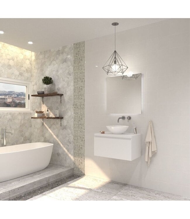 GLISS DESIGN Gliss Design Eros Badkamermeubel met Topblad Mat Wit 60cm MDF 1 sofclose lade