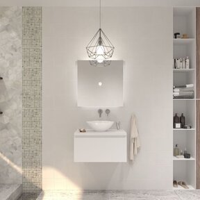 Gliss Design Eros Badkamermeubel met Topblad Mat Wit 60cm MDF 1 sofclose lade