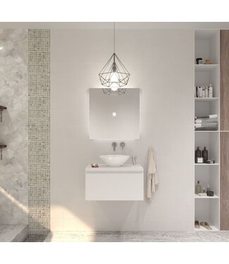 GLISS DESIGN Gliss Design Eros Badkamermeubel met Topblad Mat Wit 60cm MDF 1 sofclose lade