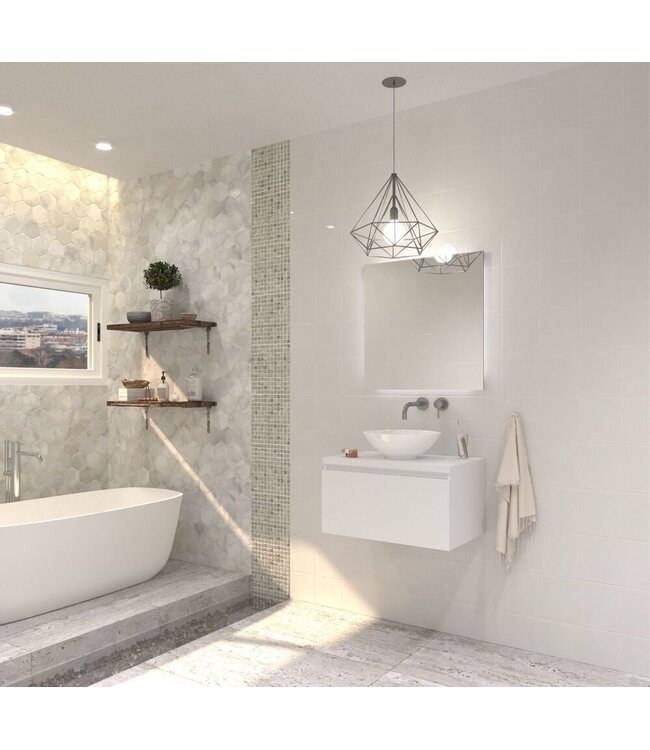 Gliss Design Eros Badkamermeubel met Topblad Mat Wit 70cm MDF 1 sofclose lade