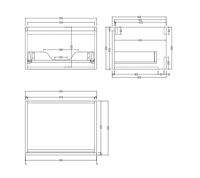 Gliss Design Eros Badkamermeubel met Topblad Mat Wit 70cm MDF 1 sofclose lade