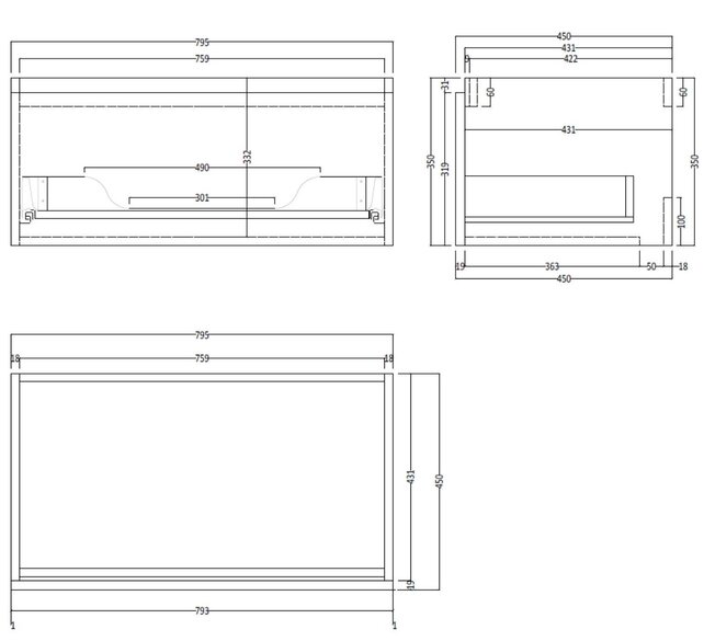 Gliss Design Eros Badkamermeubel met Topblad Mat Wit 80cm MDF 1 sofclose lade