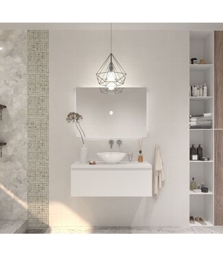 GLISS DESIGN Gliss Design Eros Badkamermeubel met Topblad Mat Wit 100cm MDF 1 sofclose lade