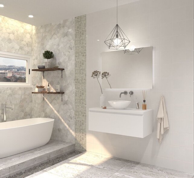 Gliss Design Eros Badkamermeubel met Topblad Mat Wit 120cm MDF 1 sofclose lade