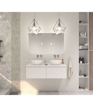 GLISS DESIGN Gliss Design Eros Badkamermeubel met Topblad Mat Wit 140cm MDF 2 sofclose lades