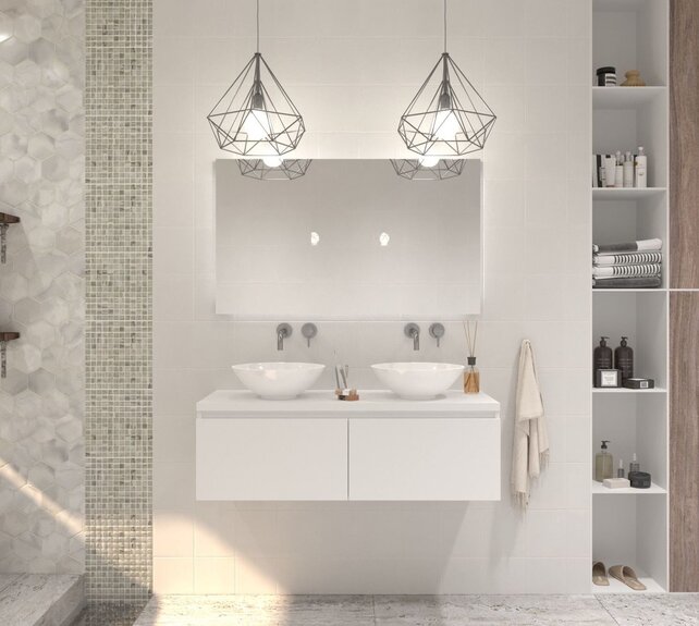 Gliss Design Eros Badkamermeubel met Topblad Mat Wit 140cm MDF 2 sofclose lades