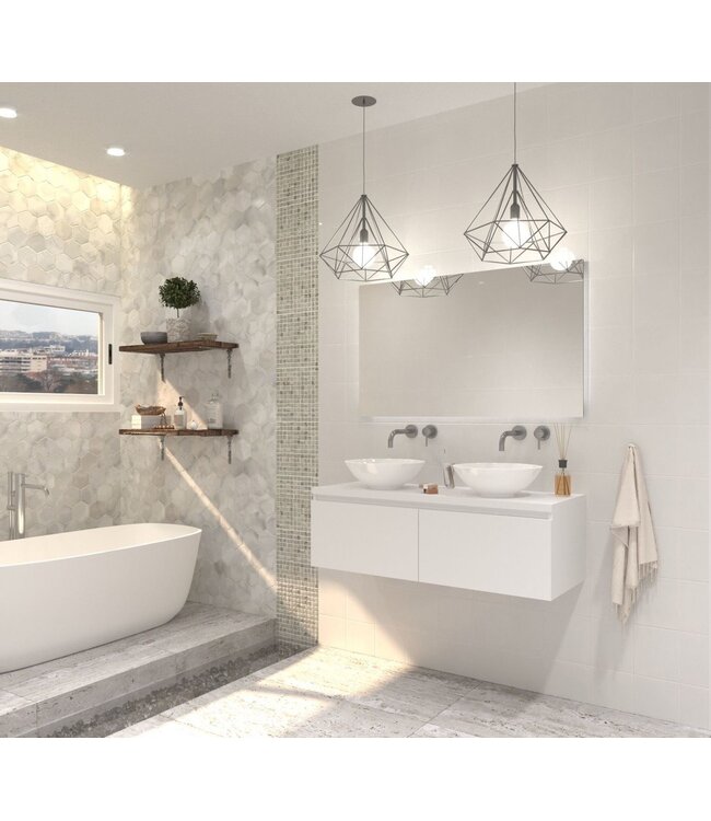 Gliss Design Eros Badkamermeubel met Topblad Mat Wit 140cm MDF 2 sofclose lades