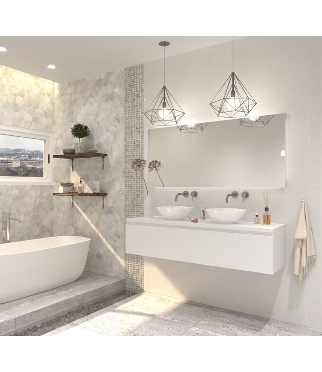 Gliss Design Eros Badkamermeubel met Topblad Mat Wit 160cm MDF 2 sofclose lades