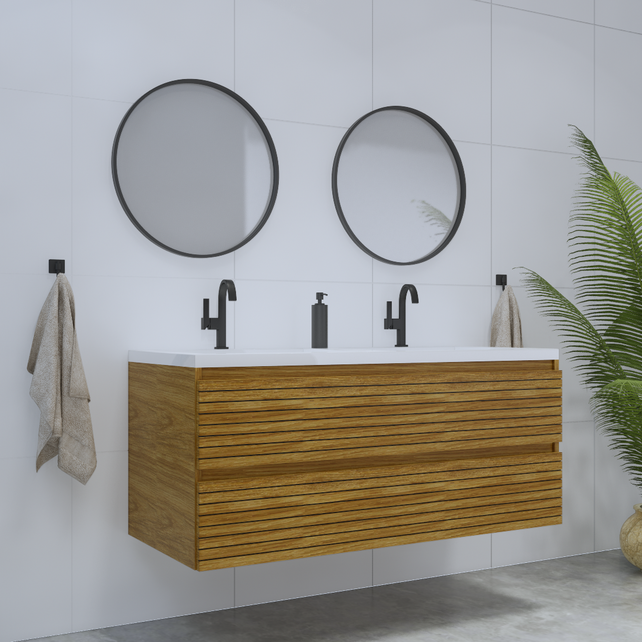 Gliss Design Woodz Natuur Eiken Onderkast met Ribbelfront 120cm Gliss Design Woodz Natuur Eiken Onderkast met Ribbelfront 120cm