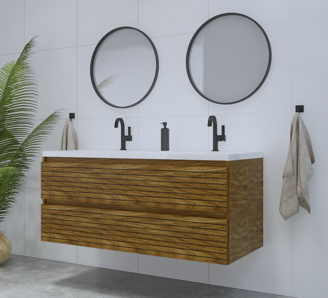 Gliss Design Woodz Castle Brown Onderkast met Ribbelfront 120cm Gliss Design Woodz Castle Brown Onderkast met Ribbelfront 120cm