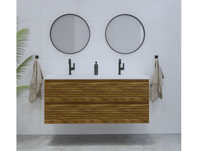 Gliss Design Woodz Castle Brown Onderkast met Ribbelfront 120cm