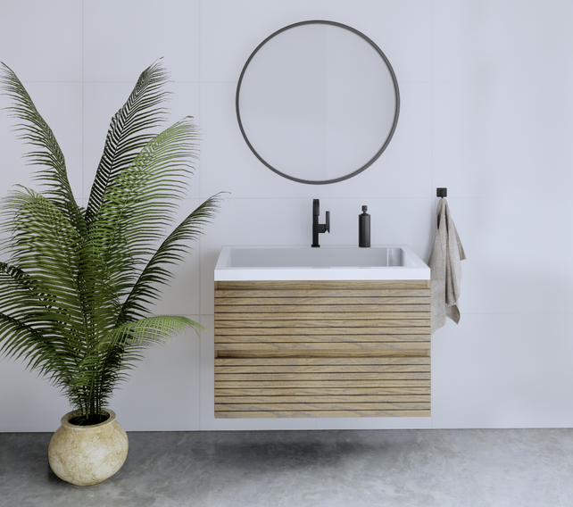 Gliss Design Woodz Ash Gray Onderkast met Ribbelfront 100cm