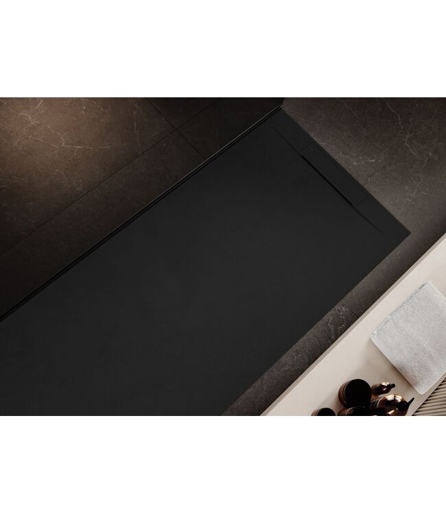 CREAVIT Douchebak Composiet Plato Zwart 160x90x3cm RAL9017 antislip inkortbaar
