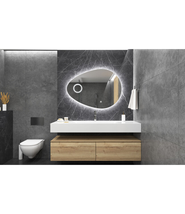 GLISS DESIGN Gliss Design Atlas Badkamerspiegel 150x110cm geint. make-up spiegel + Spiegelverwarming + Dimbaar led-verlichting IP44