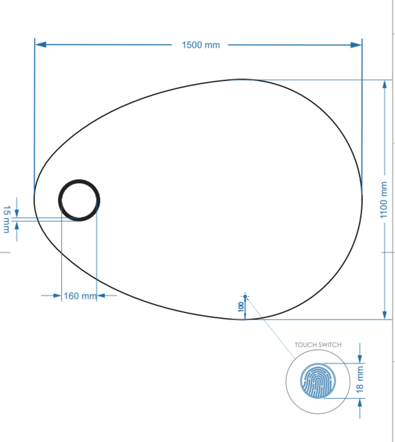 Gliss Design Atlas Badkamerspiegel 150x110cm geint. make-up spiegel + Spiegelverwarming + Dimbaar led-verlichting IP44