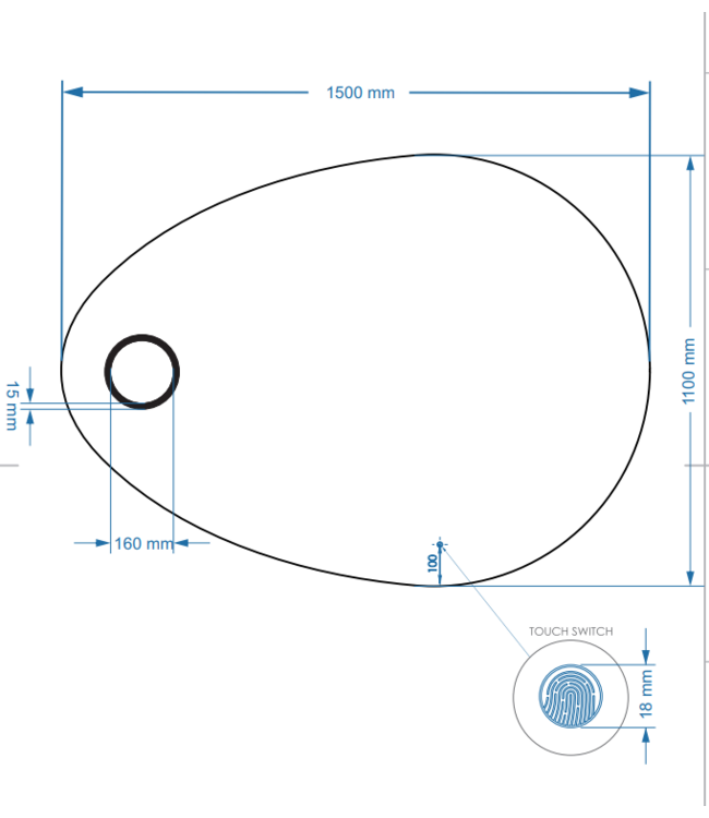 GLISS DESIGN Gliss Design Atlas Badkamerspiegel 150x110cm geint. make-up spiegel + Spiegelverwarming + Dimbaar led-verlichting IP44