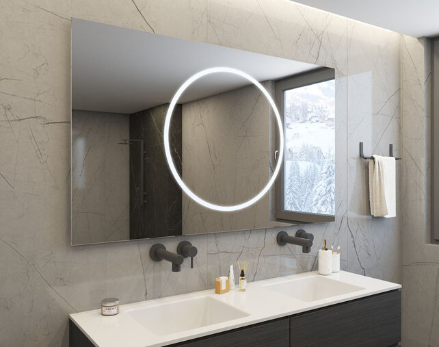 Gliss Design Circe Badkamerspiegel 80x70cm make-up spiegel + Spiegelverwarming + Dimbaar led-verlichting IP44