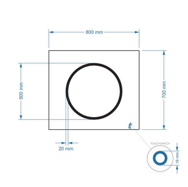 Gliss Design Circe Badkamerspiegel 80x70cm make-up spiegel + Spiegelverwarming + Dimbaar led-verlichting IP44