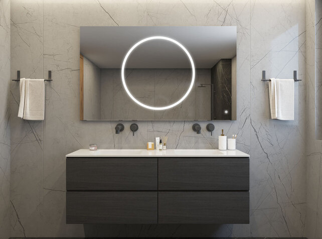 Gliss Design Circe Badkamerspiegel 100x70cm make-up spiegel + Spiegelverwarming + Dimbaar led-verlichting IP44