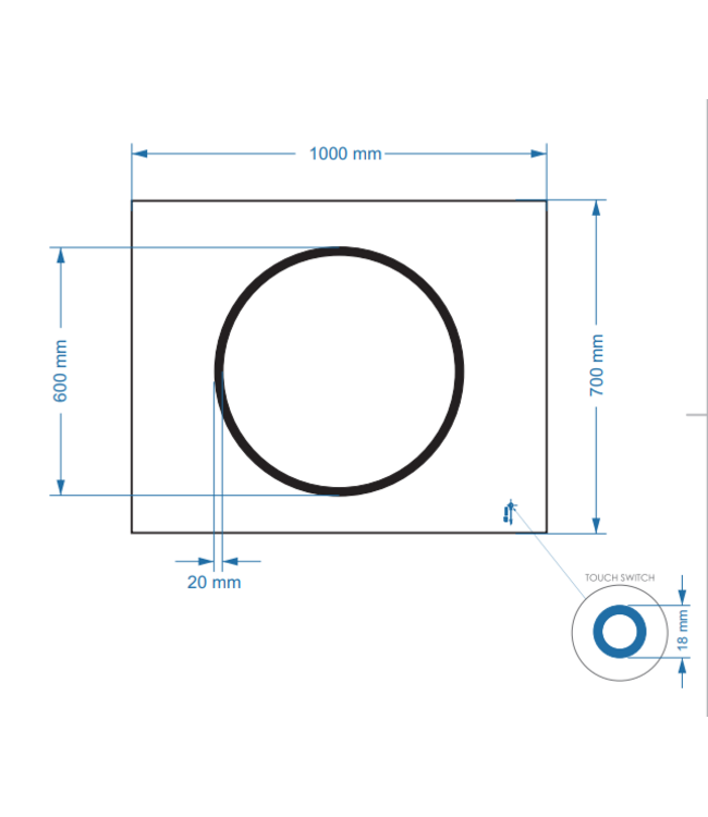 GLISS DESIGN Gliss Design Circe Badkamerspiegel 100x70cm make-up spiegel + Spiegelverwarming + Dimbaar led-verlichting IP44