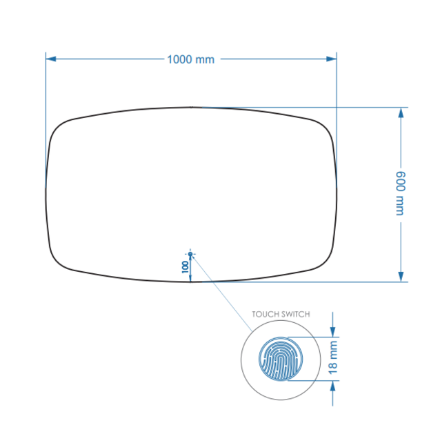 Gliss Design Erato Badkamerspiegel 100x60cm Spiegelverwarming + Dimbaar led-verlichting IP44 Gliss Design Erato Badkamerspiegel 100x60cm Spiegelverwarming + Dimbaar led-verlichting IP44