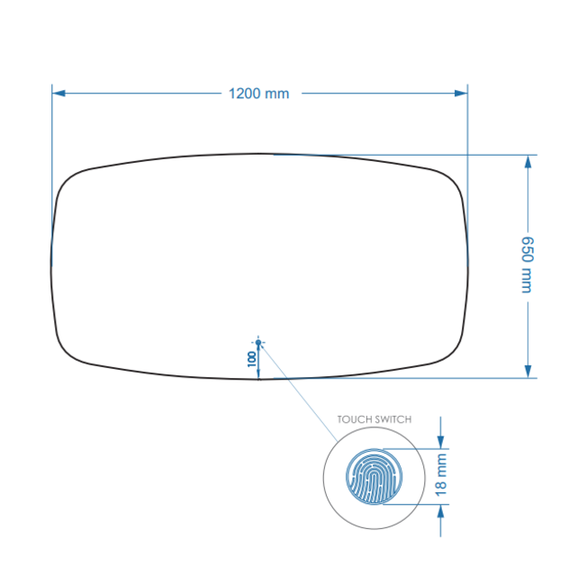 Gliss Design Erato Badkamerspiegel 120x65cm Spiegelverwarming + Dimbaar led-verlichting IP44