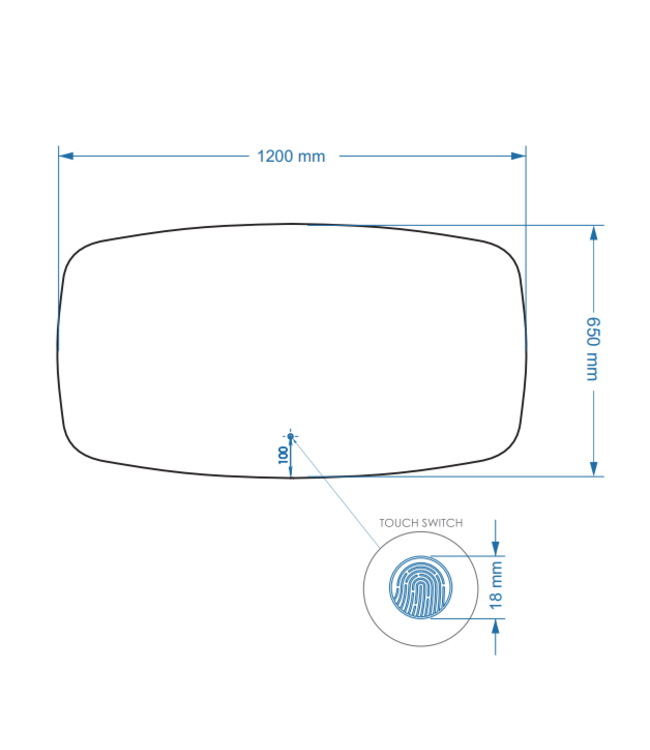 Gliss Design Erato Badkamerspiegel 120x65cm Spiegelverwarming + Dimbaar led-verlichting IP44