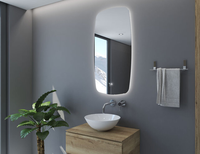 Gliss Design Erato Badkamerspiegel 140x70cm Spiegelverwarming + Dimbaar led-verlichting IP44 Gliss Design Erato Badkamerspiegel 140x70cm Spiegelverwarming + Dimbaar led-verlichting IP44