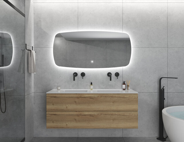 Gliss Design Erato Badkamerspiegel 140x70cm Spiegelverwarming + Dimbaar led-verlichting IP44 Gliss Design Erato Badkamerspiegel 140x70cm Spiegelverwarming + Dimbaar led-verlichting IP44