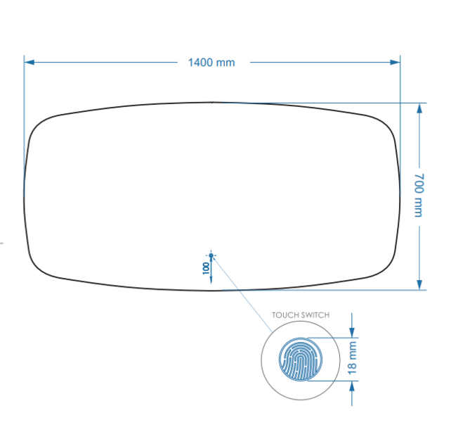 Gliss Design Erato Badkamerspiegel 140x70cm Spiegelverwarming + Dimbaar led-verlichting IP44 Gliss Design Erato Badkamerspiegel 140x70cm Spiegelverwarming + Dimbaar led-verlichting IP44