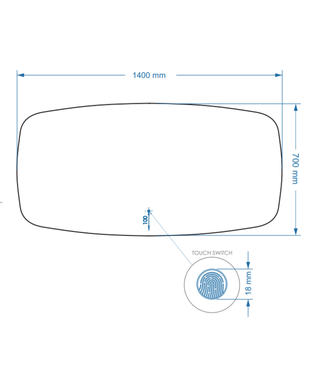 GLISS DESIGN Gliss Design Erato Badkamerspiegel 140x70cm Spiegelverwarming + Dimbaar led-verlichting IP44