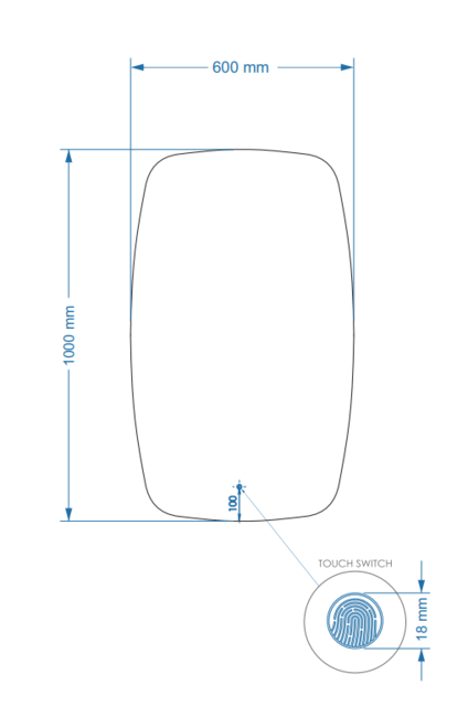 Gliss Design Erato Badkamerspiegel 60x100cm Spiegelverwarming + Dimbaar led-verlichting IP44