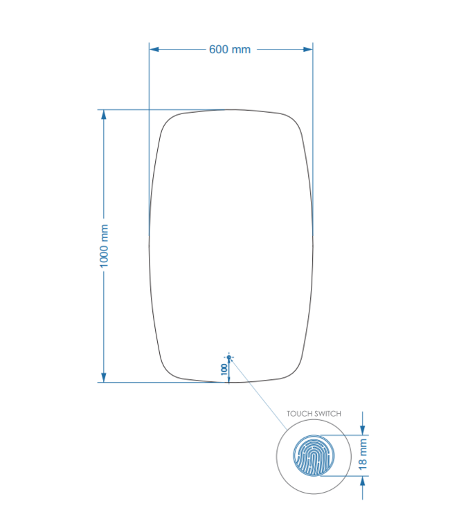 GLISS DESIGN Gliss Design Erato Badkamerspiegel 60x100cm Spiegelverwarming + Dimbaar led-verlichting IP44