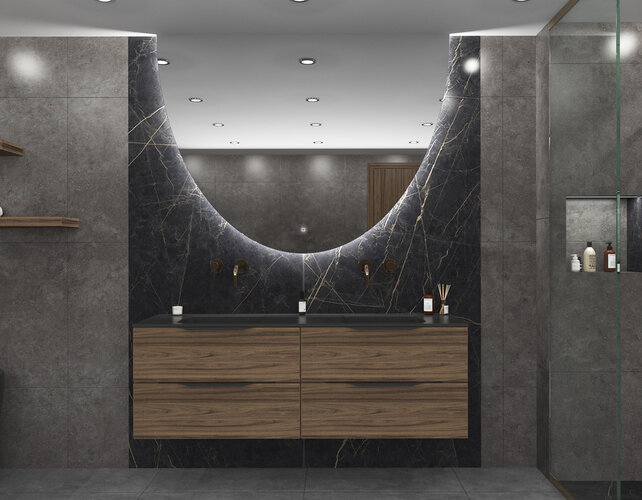 Gliss Design badkamerspiegel Eos 100x120cm Ronding Naar Beneden met spiegelverwarming