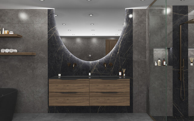 Gliss Design badkamerspiegel Eos 100x120cm Ronding Naar Beneden met spiegelverwarming