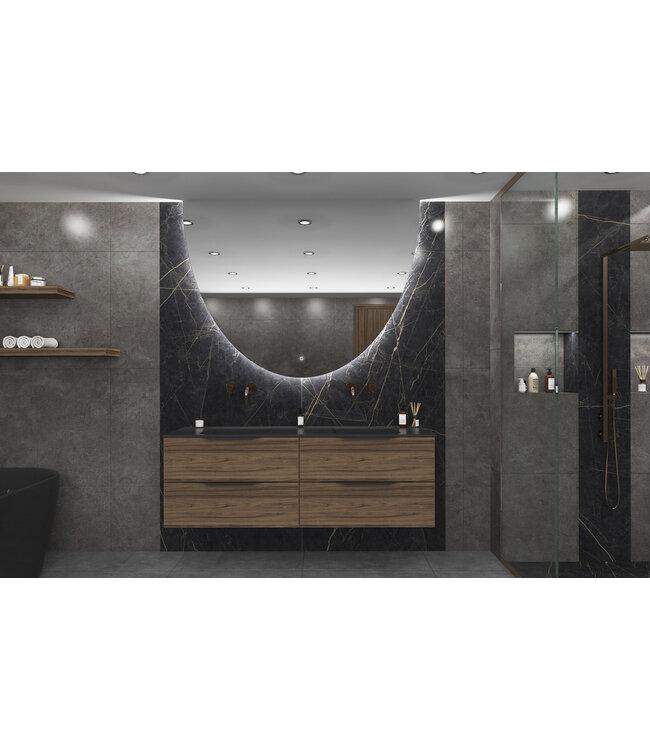 Gliss Design badkamerspiegel Eos 100x120cm Ronding Naar Beneden met spiegelverwarming