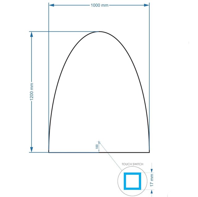 Gliss Design badkamerspiegel Eos 100x120cm Ronding Naar Beneden met spiegelverwarming
