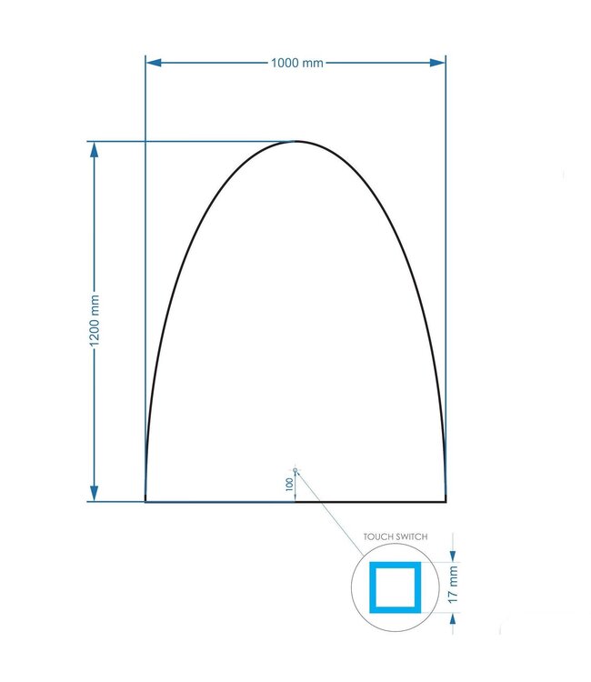 Gliss Design badkamerspiegel Eos 100x120cm Ronding Naar Beneden met spiegelverwarming