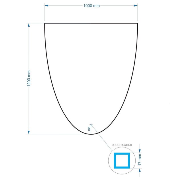 Gliss Design badkamerspiegel Eos 100x120cm Ronding Naar Boven met spiegelverwarming Gliss Design badkamerspiegel Eos 100x120cm Ronding Naar Boven met spiegelverwarming