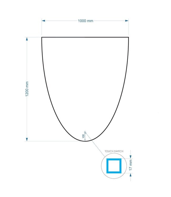 Gliss Design badkamerspiegel Eos 100x120cm Ronding Naar Boven met spiegelverwarming