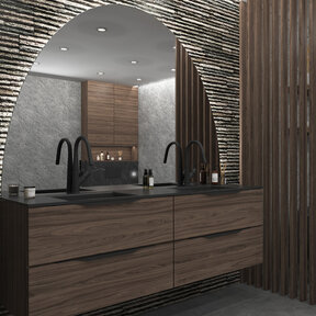 Gliss Design badkamerspiegel Eos 120x120cm Ronding Naar Boven met spiegelverwarming