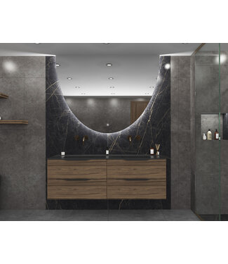 GLISS DESIGN Gliss Design badkamerspiegel Eos 120x120cm Ronding Naar Beneden met spiegelverwarming