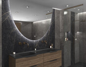 Gliss Design badkamerspiegel Eos 120x120cm Ronding Naar Beneden met spiegelverwarming