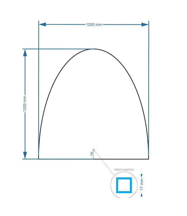 GLISS DESIGN Gliss Design badkamerspiegel Eos 120x120cm Ronding Naar Beneden met spiegelverwarming